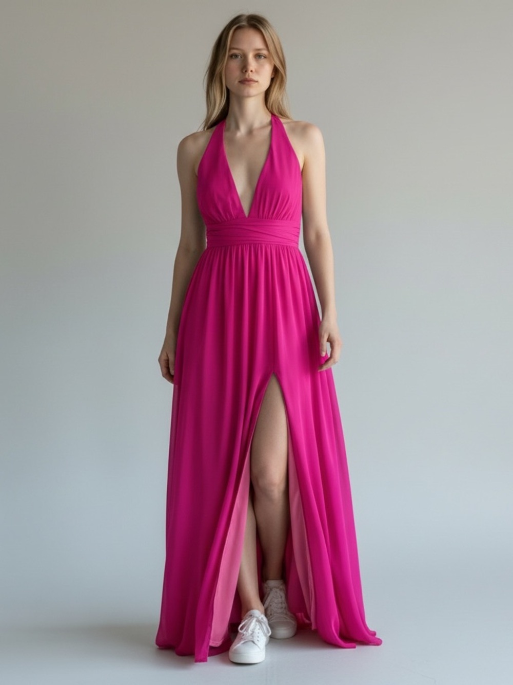 Speechless Hot Pink Halter Maxi Dress | Size 3 | Formal Prom Wedding Guest